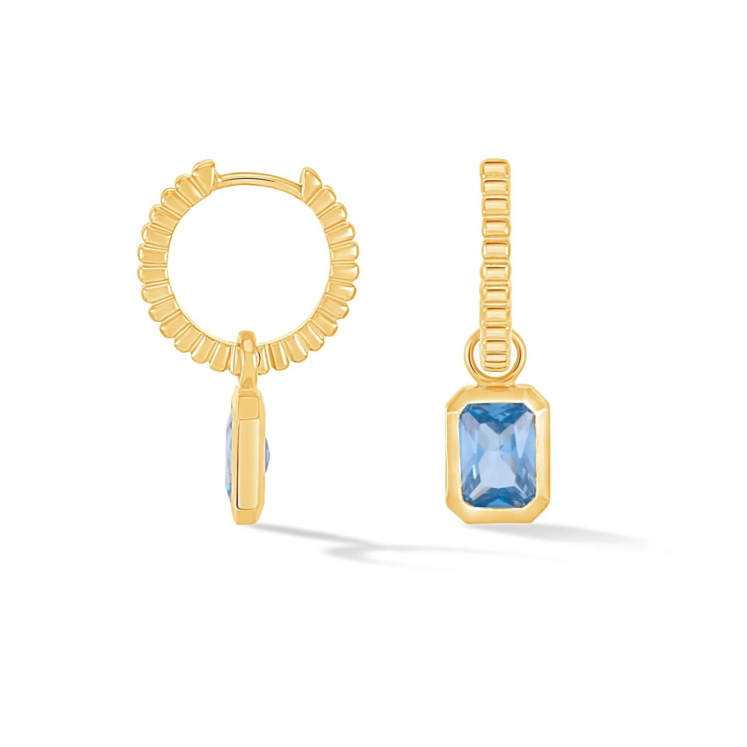 Blue Topaz Humbug Huggie Charm Hoops