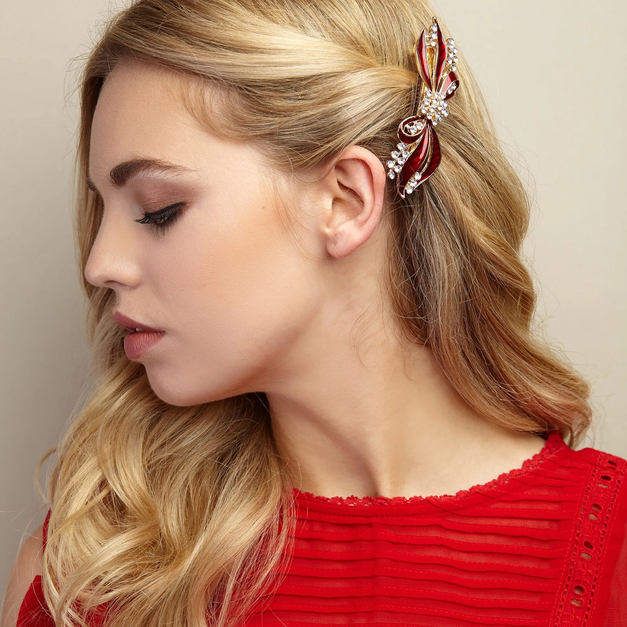 Bow Hair Clip with Diamante