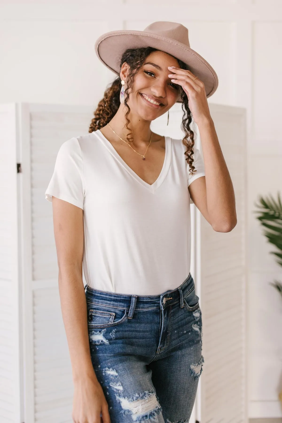 Boyfriend Fit Bodysuit in White