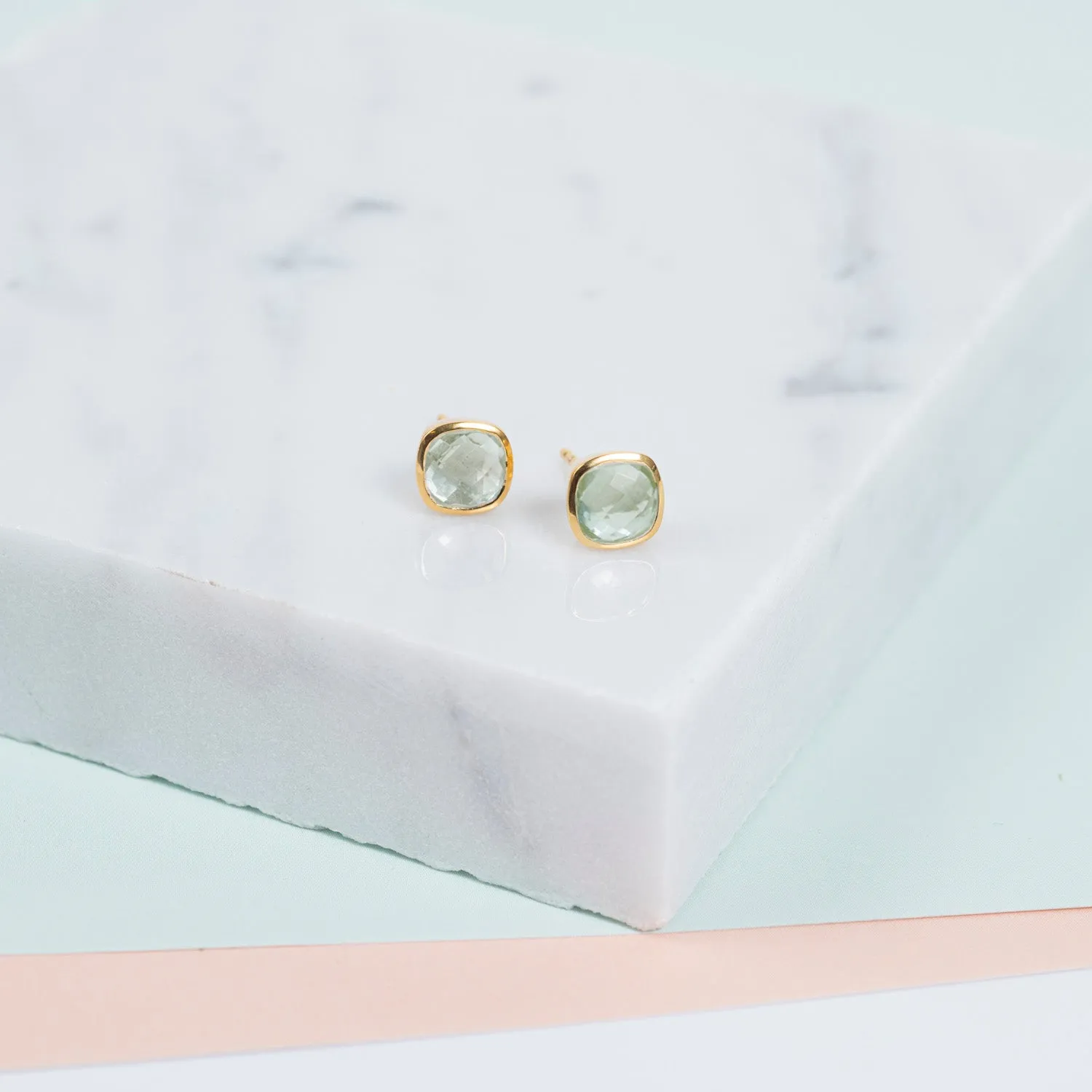 Brooklyn Green Amethyst & Gold Vermeil Stud Earrings