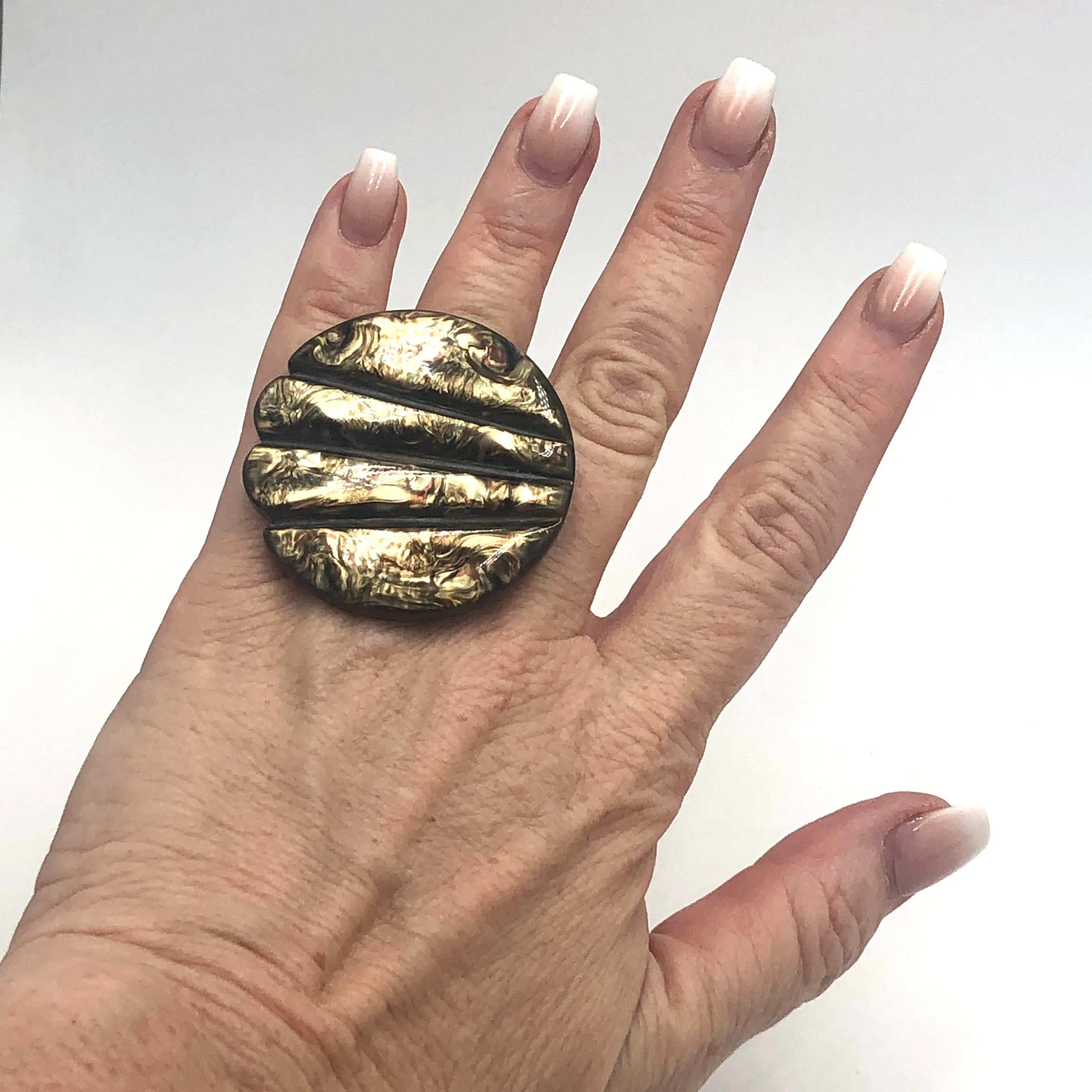 Carved Dark Night Cocktail Ring