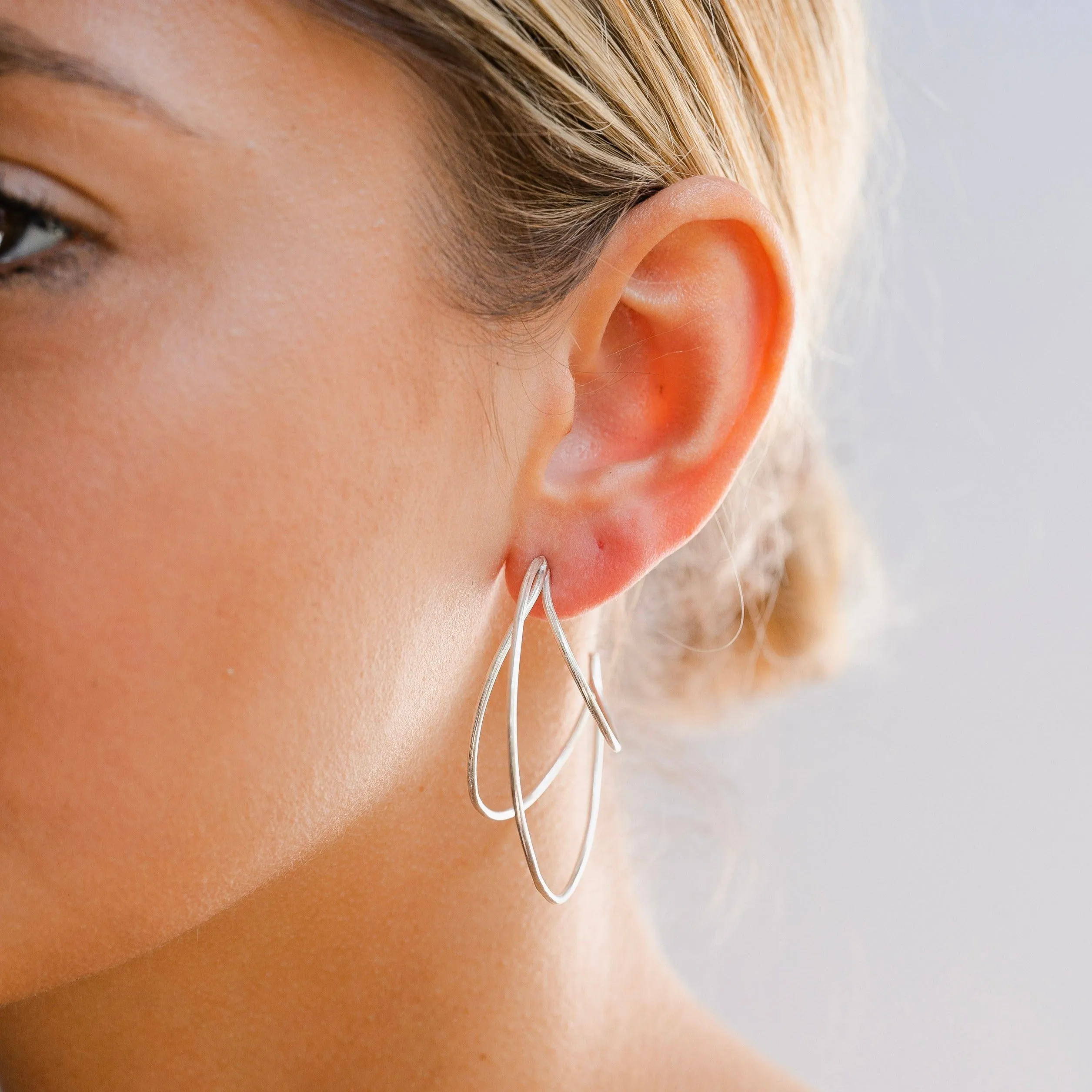 Cascading Triple Hoop Earrings in Sterling SIlver