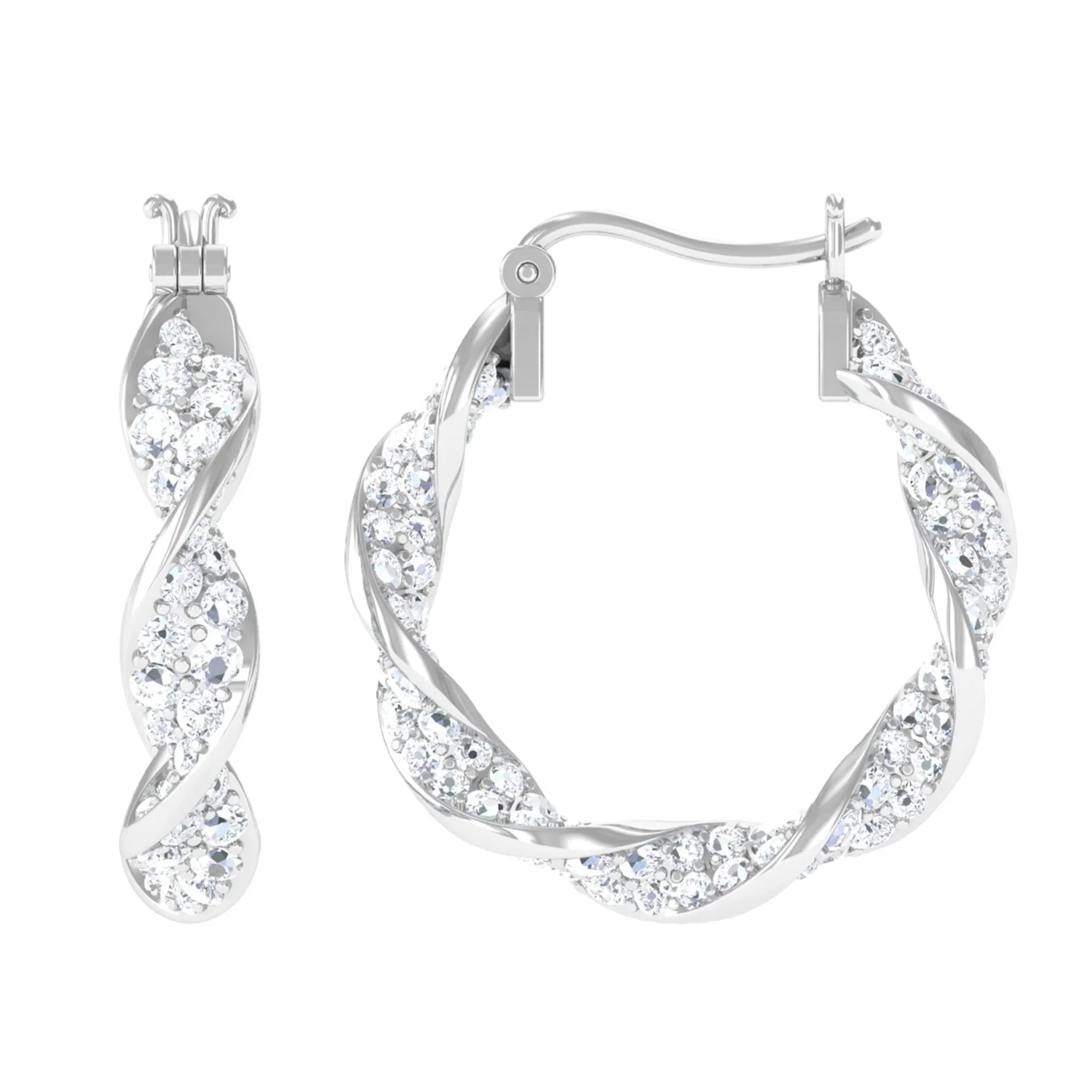 Certified Moissanite Twisted Hoop Earrings