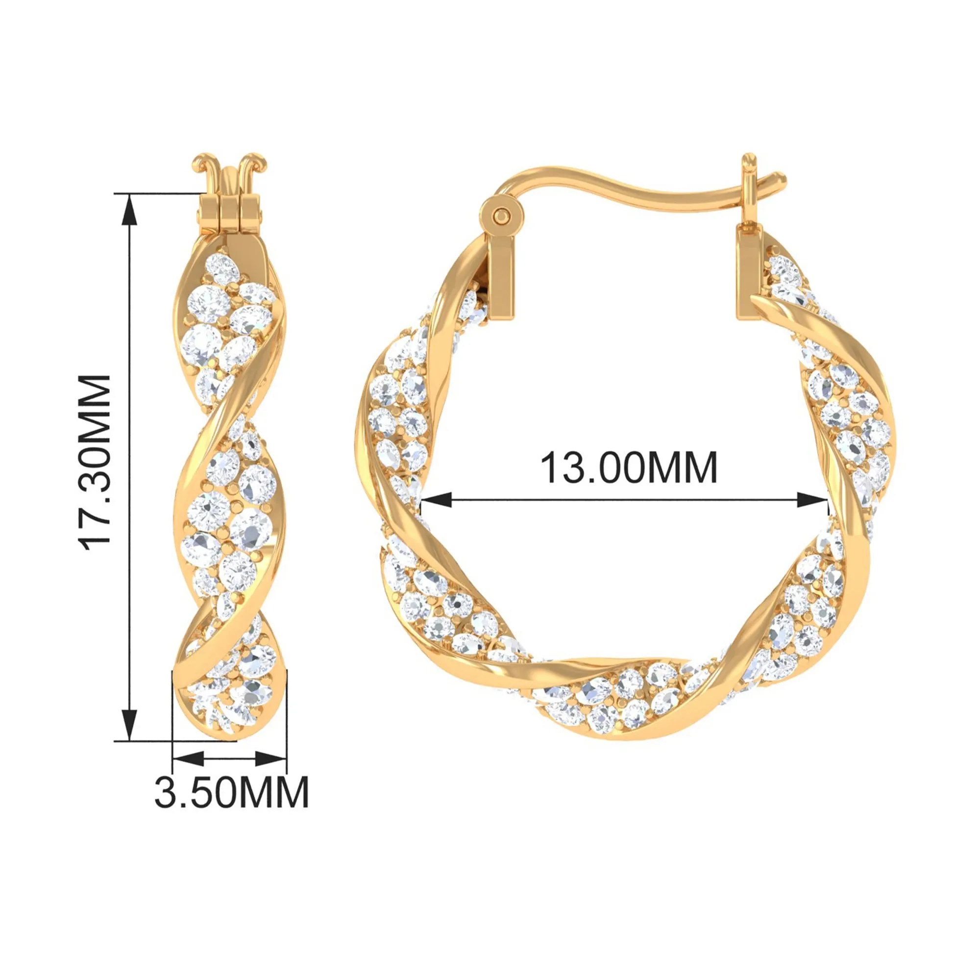 Certified Moissanite Twisted Hoop Earrings