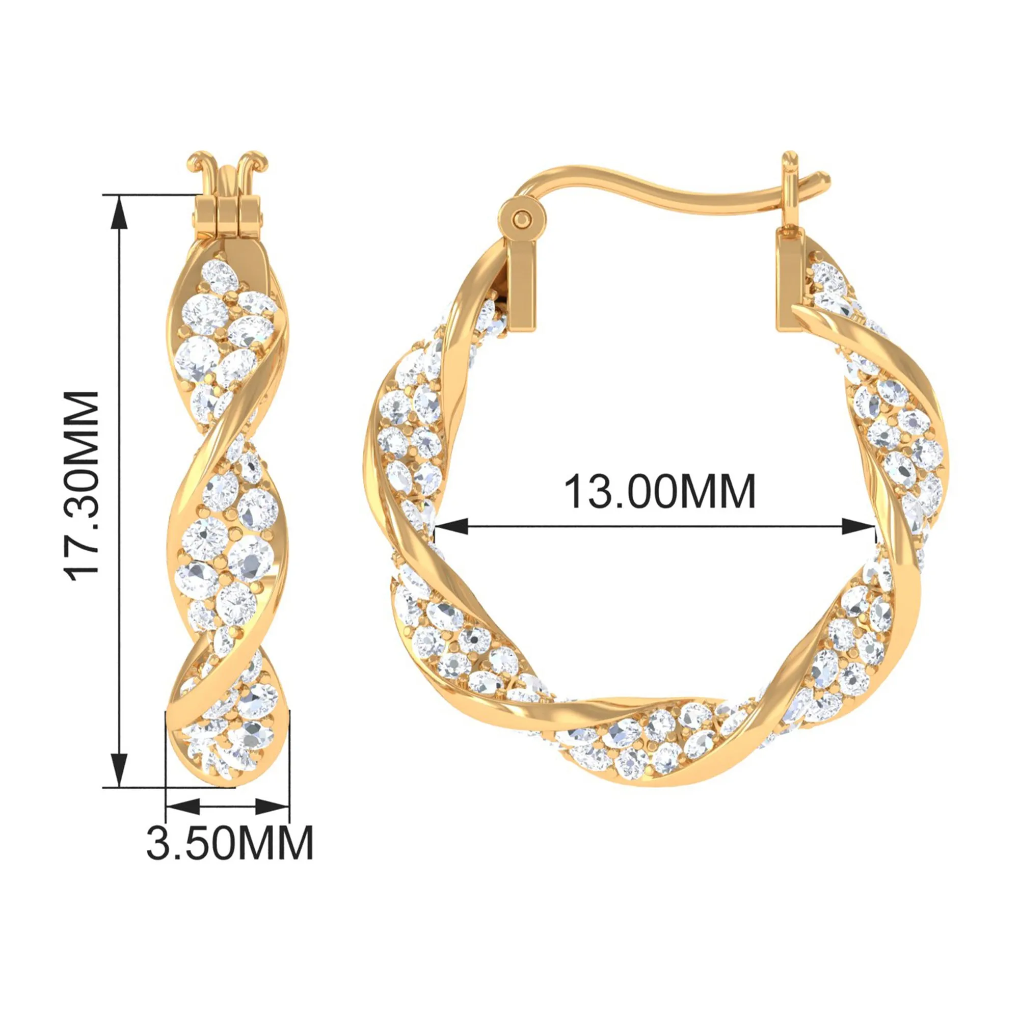 Certified Moissanite Twisted Hoop Earrings