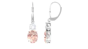 Certified Natural Morganite Drop Leave Back Earrings