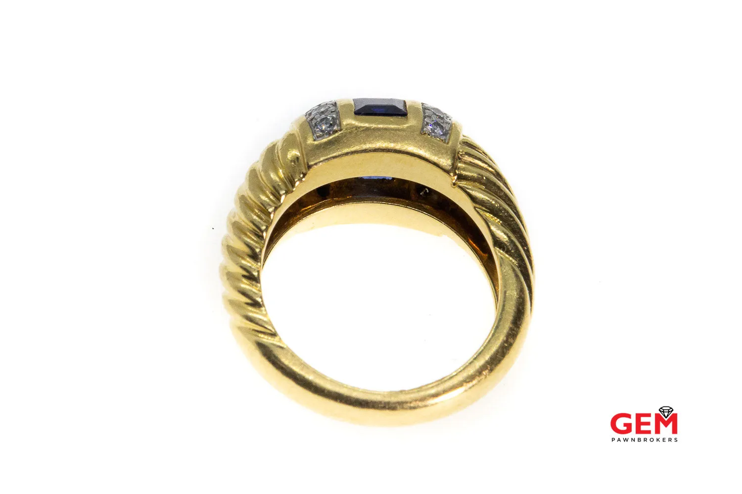 Charles Turi 18 KT Solid Yellow Gold Sapphire Diamond Ring Size 6