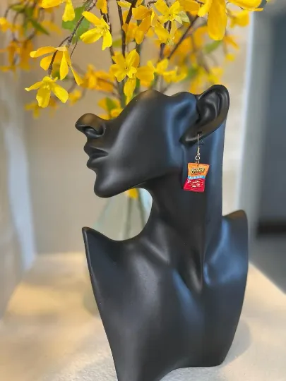 Cheetos Chips Dangle Earrings | Realistic Bag of Cheetos Earrings