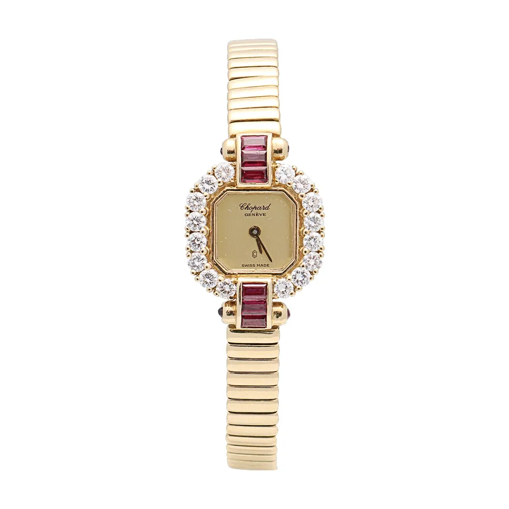 Chopard 18K Yellow Gold Ruby & Diamond Bezel (Preowned)(NEEDS SERVICE)(SOLD AS IS)