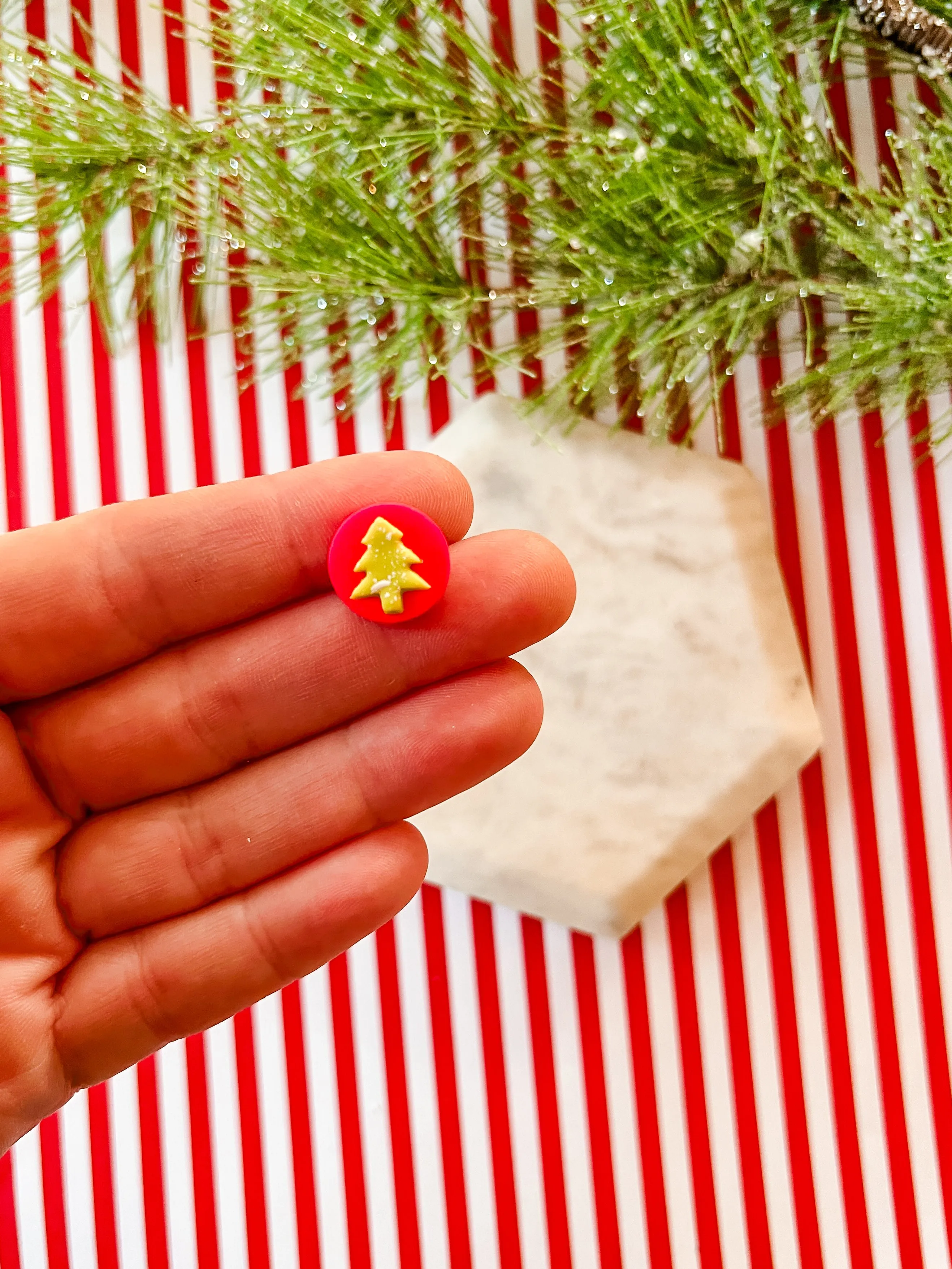 Christmas Tree Studs | Clay Earrings