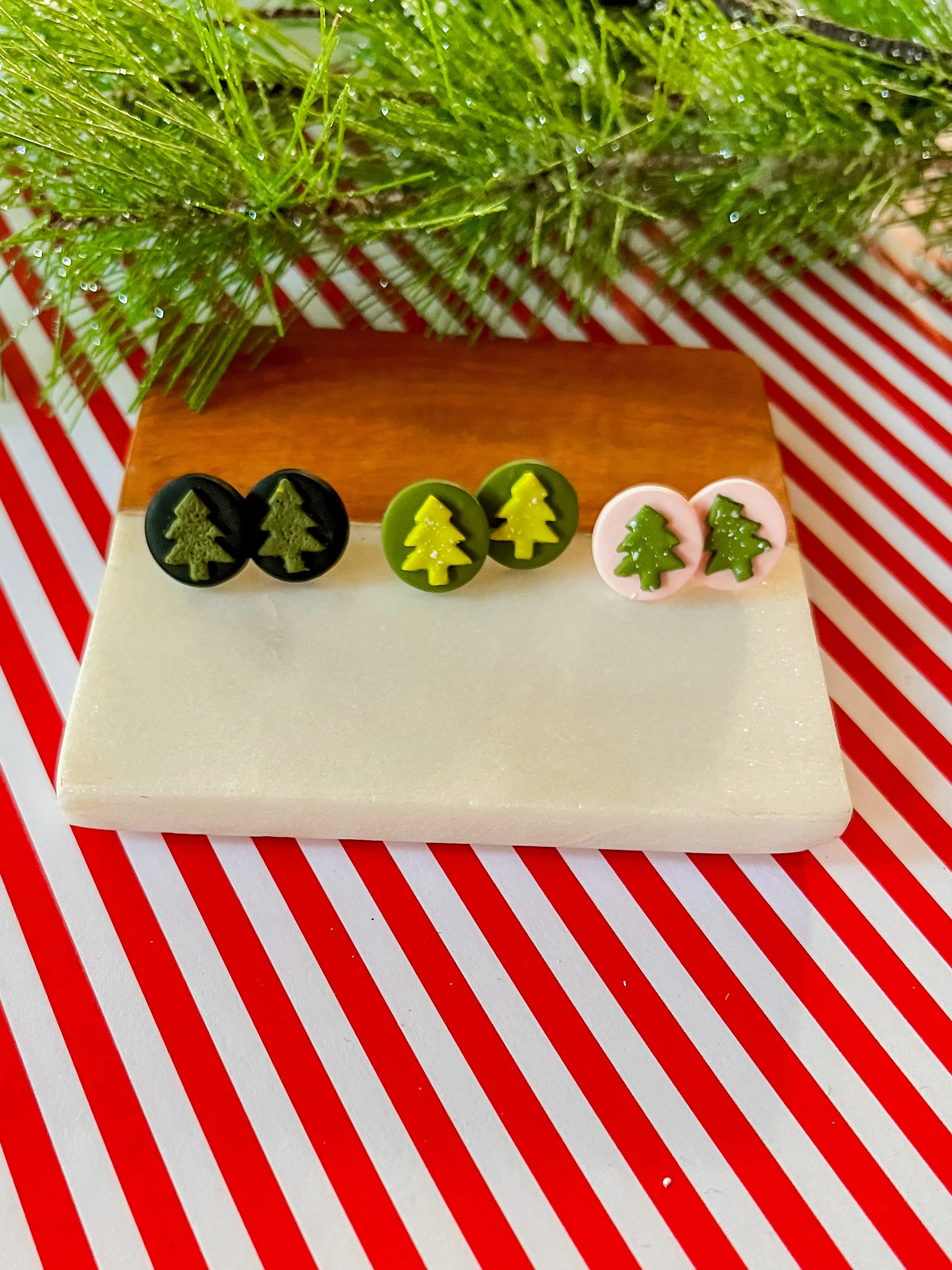 Christmas Tree Studs | Clay Earrings