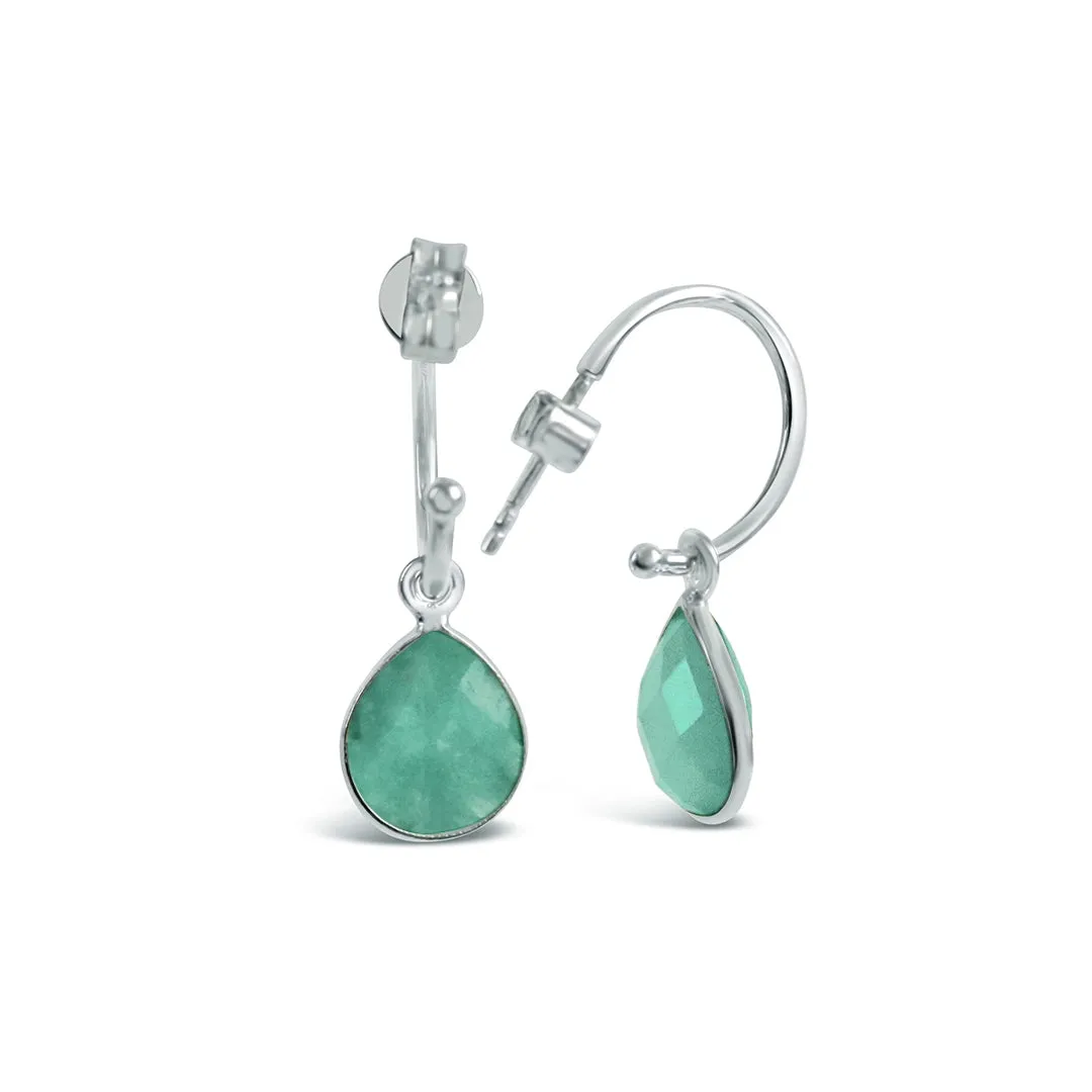 Chrysoprase Hoop Earrings | Silver | May