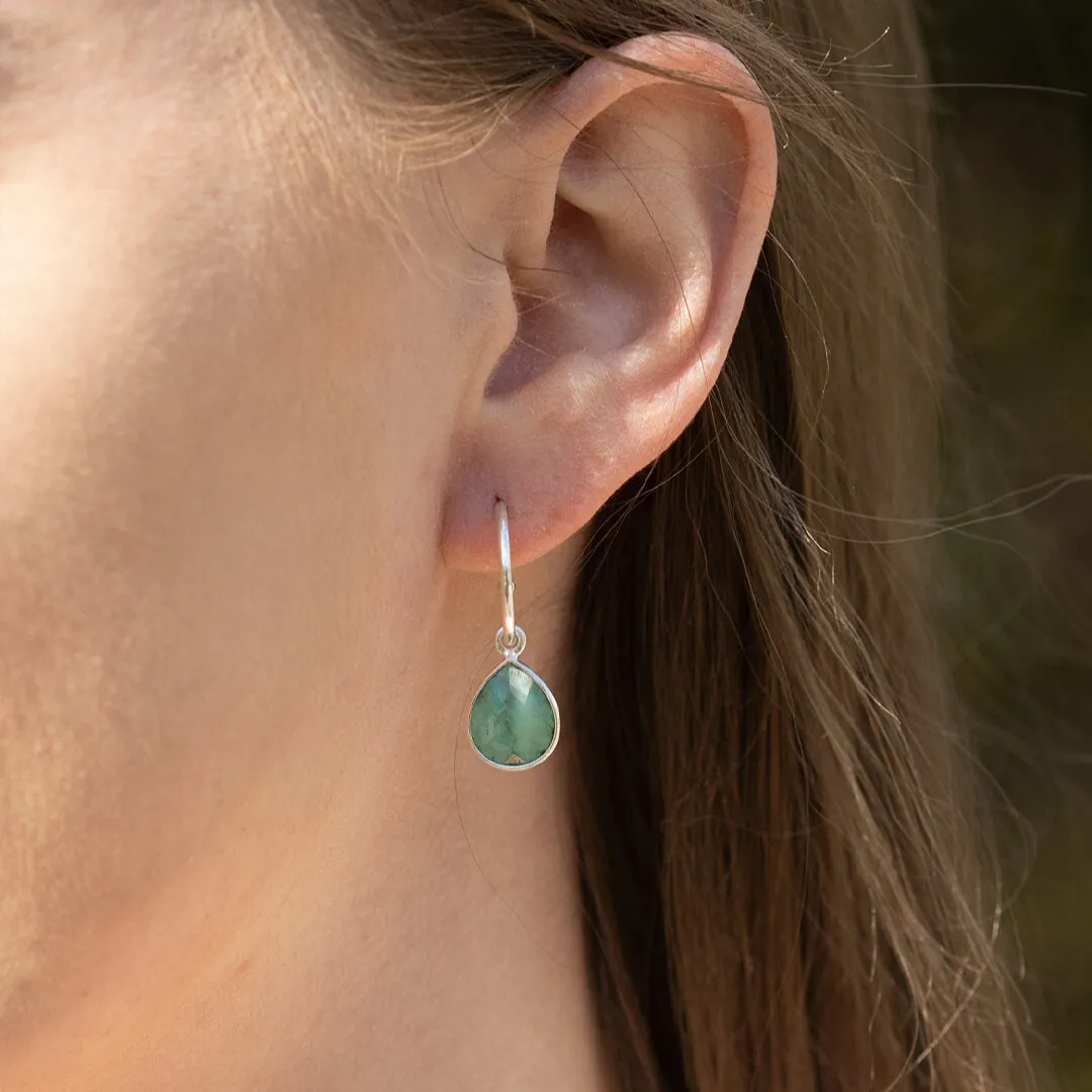 Chrysoprase Hoop Earrings | Silver | May