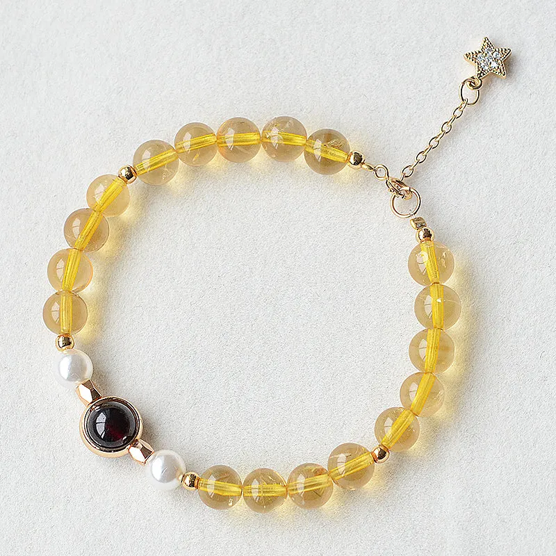 Citrine Garnet Beaded Bracelet Handmade Jewelry Accessories Women