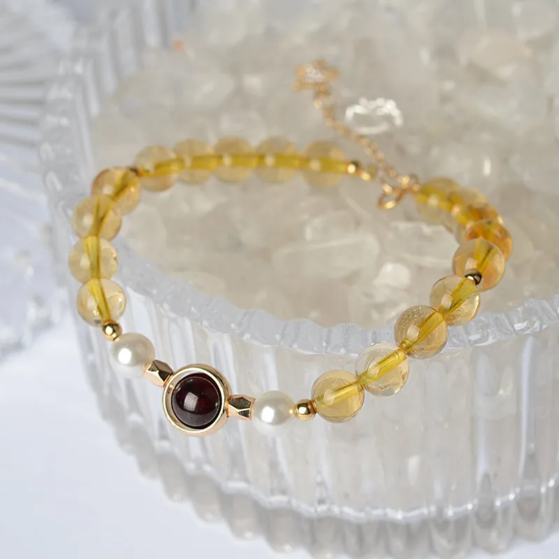 Citrine Garnet Beaded Bracelet Handmade Jewelry Accessories Women