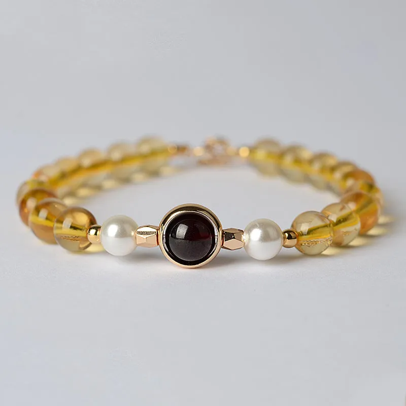 Citrine Garnet Beaded Bracelet Handmade Jewelry Accessories Women