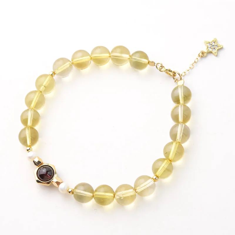 Citrine Garnet Beaded Bracelet Handmade Jewelry Accessories Women