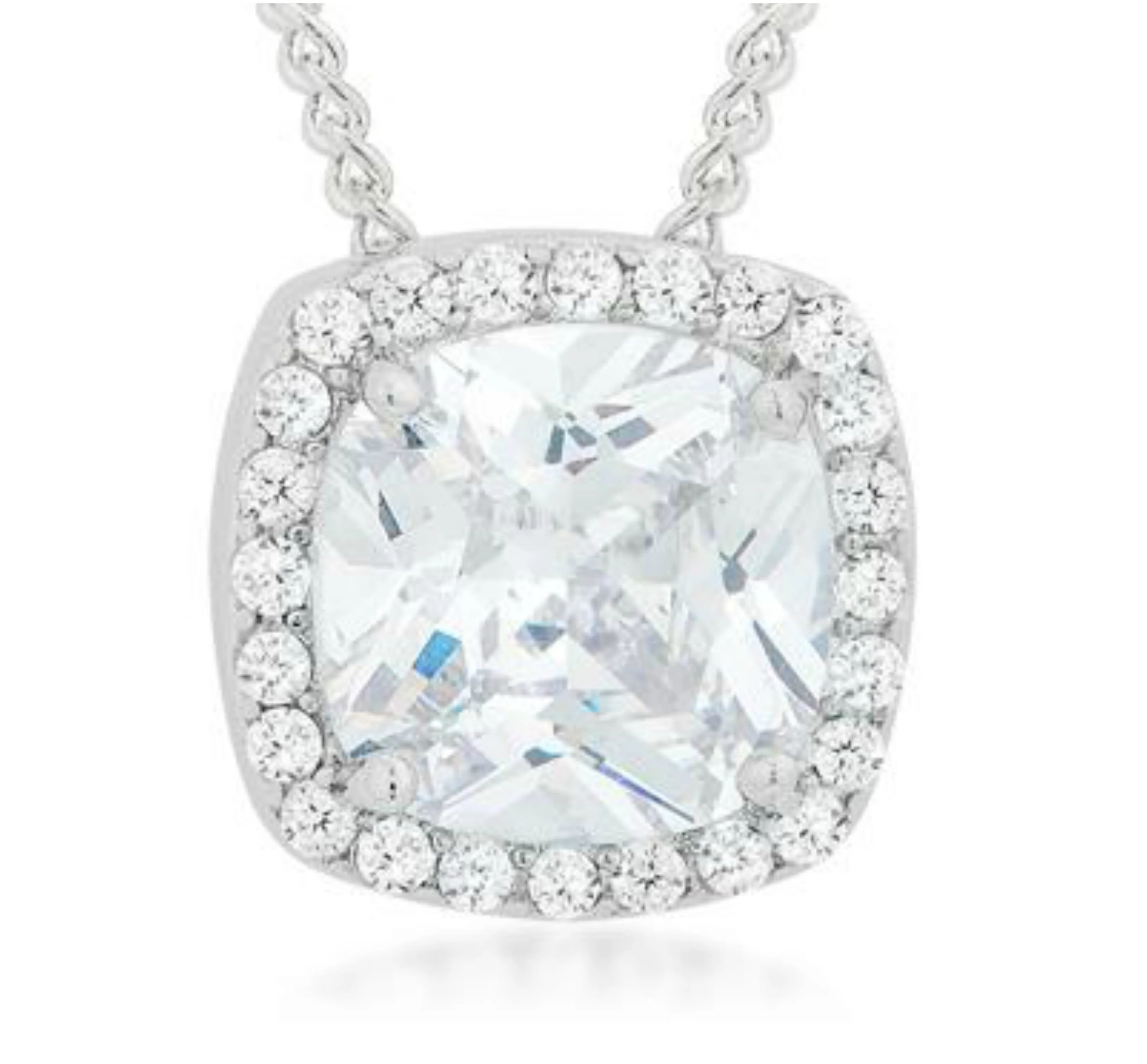 Clarissa Cushion CZ Halo Pendant | 6ct