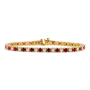 Classic Round Brilliant Ruby and Diamond Grandiose Tennis Bracelet