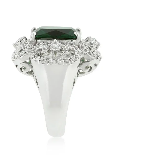 Coco Vintage Emerald Green Cocktail Statement Ring