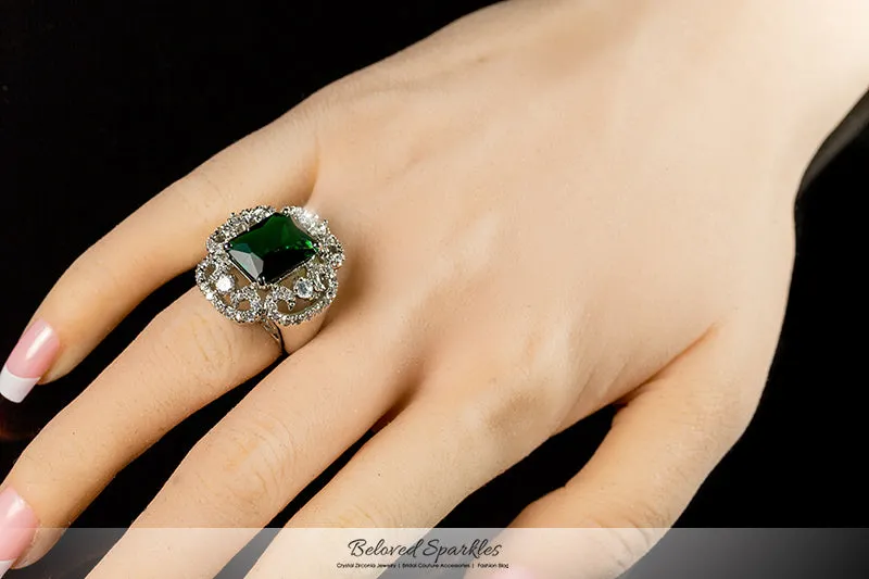 Coco Vintage Emerald Green Cocktail Statement Ring