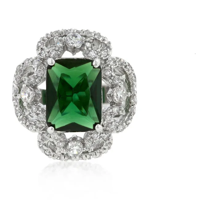 Coco Vintage Emerald Green Cocktail Statement Ring