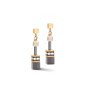 Coeur De Lion GeoCUBE® Grey-Gold Earrings