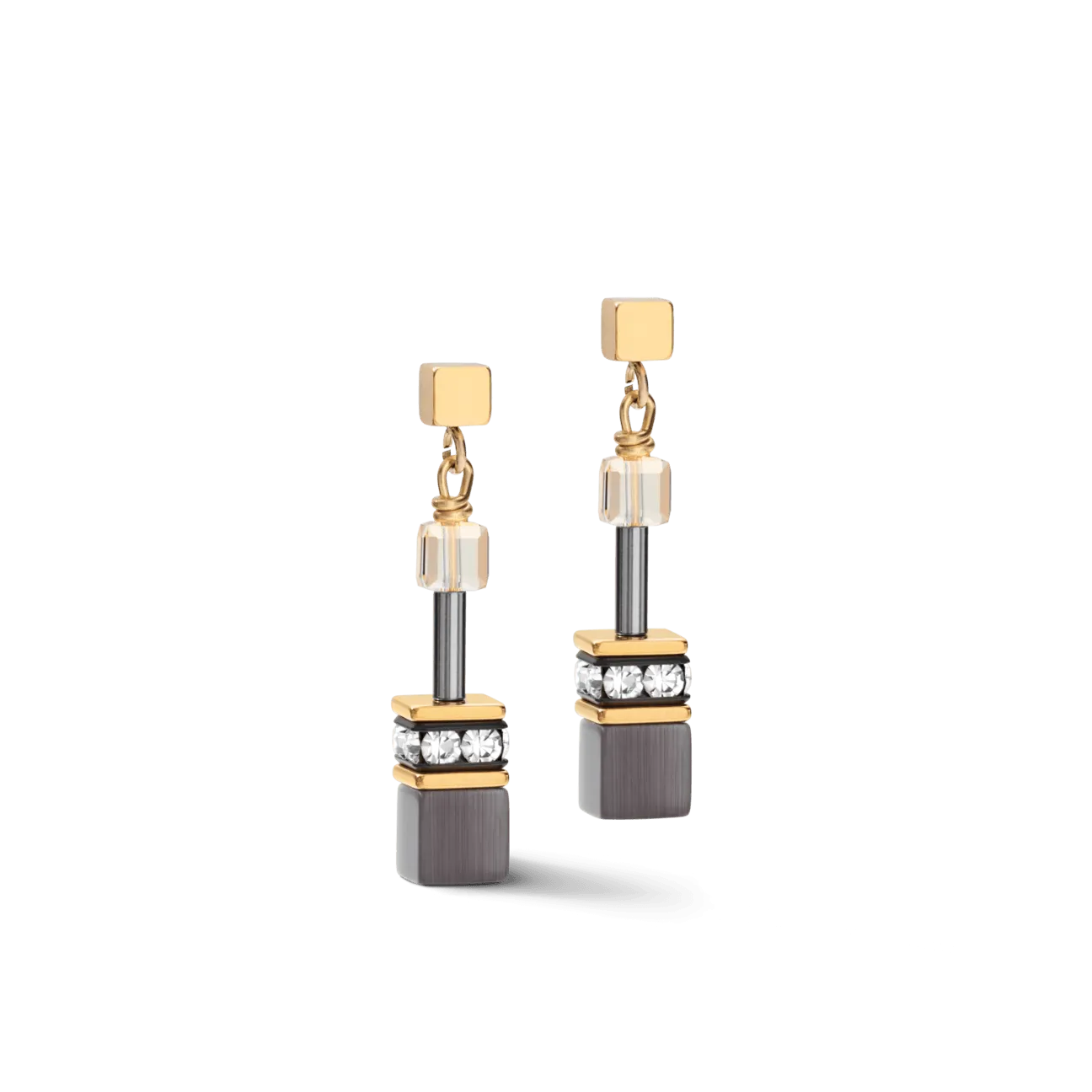 Coeur De Lion GeoCUBE® Grey-Gold Earrings