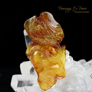 Colombian Amber Dragon Crystal Carving 'Universal Manifestation'