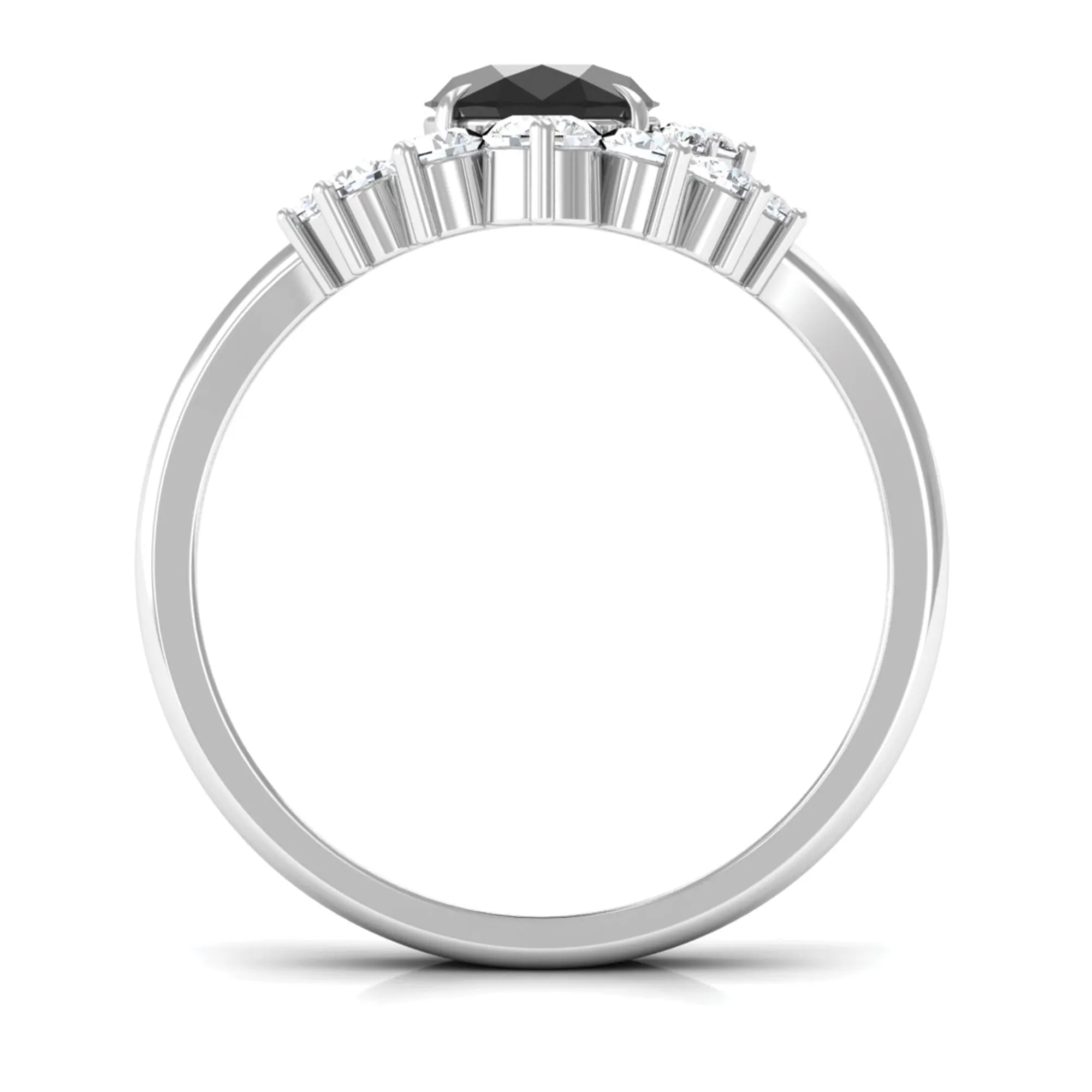 Created Black Diamond and Diamond Engagement Enhancer Ring Set