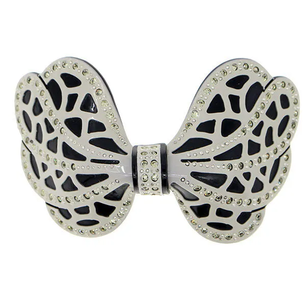 Crystalmood Cellulose Acetate Bow Hair Barrette w/ Rhinestones