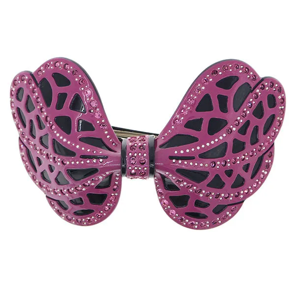 Crystalmood Cellulose Acetate Bow Hair Barrette w/ Rhinestones