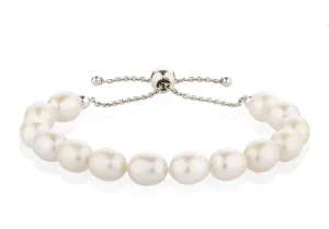 Cultured freshwater pearl slider bracelet in sterling silver