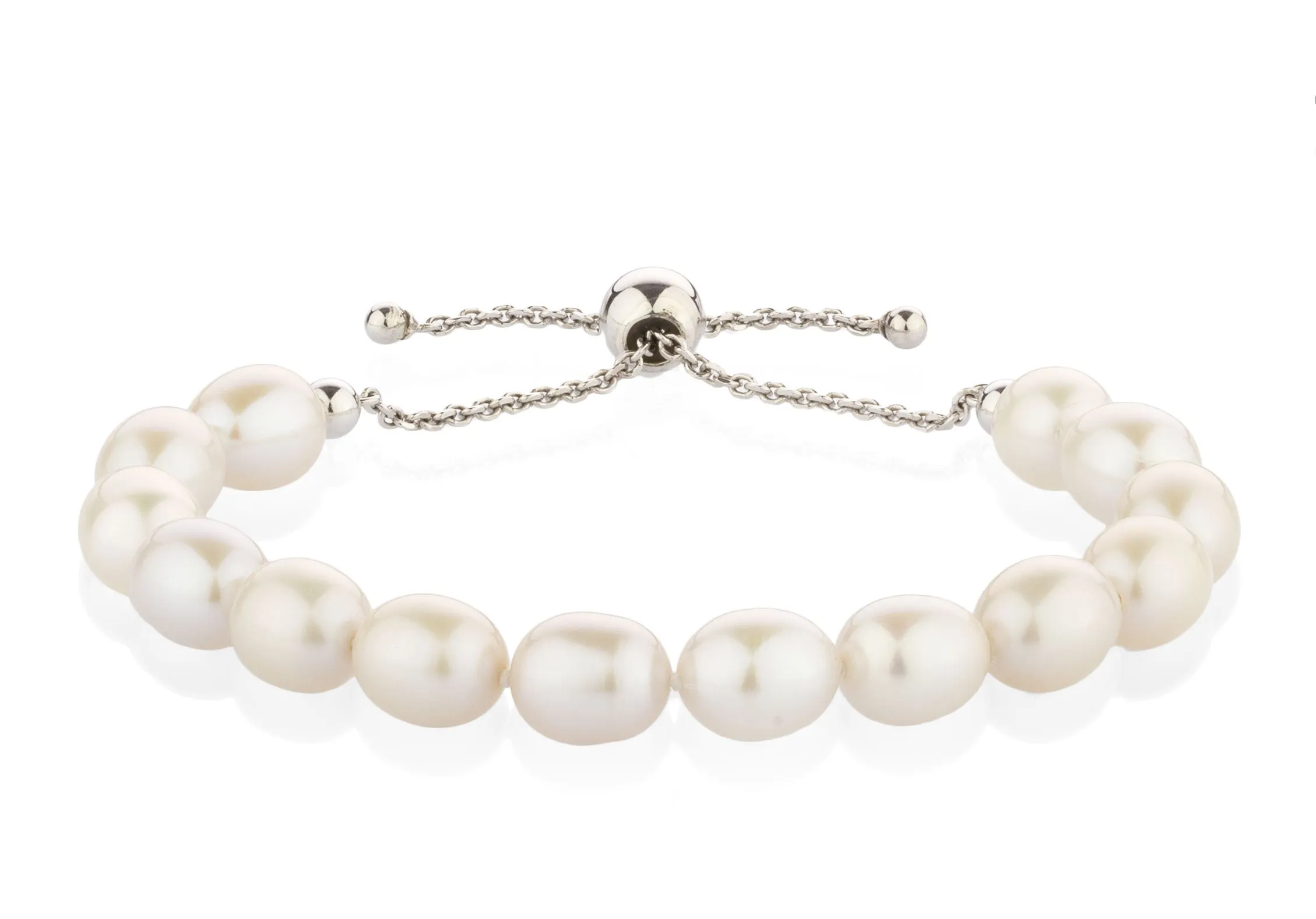 Cultured freshwater pearl slider bracelet in sterling silver