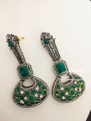 CZ Stones and Gem Stones Black Rhodium Drop Earrings