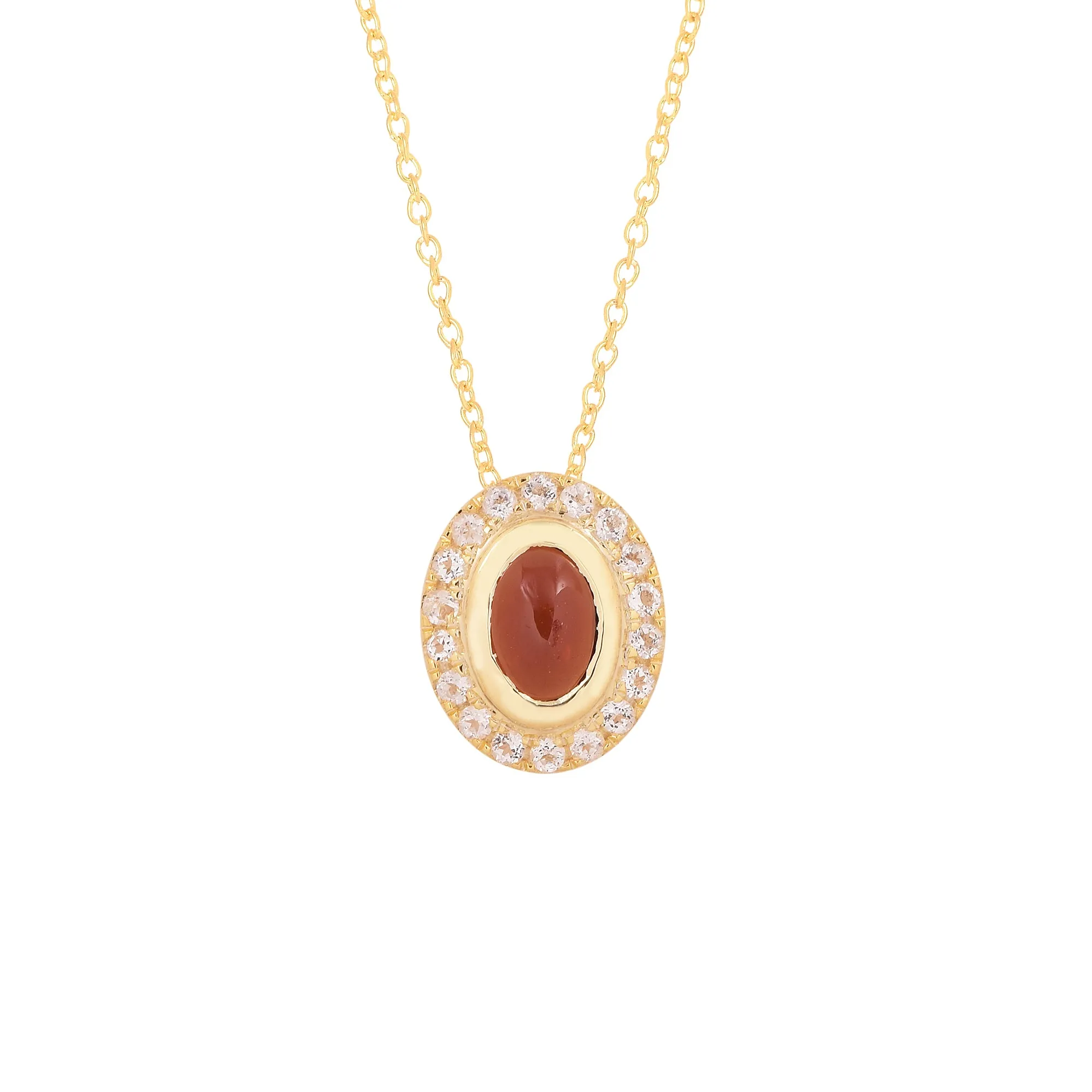 Dainty Red Garnet Halo Chain Necklace