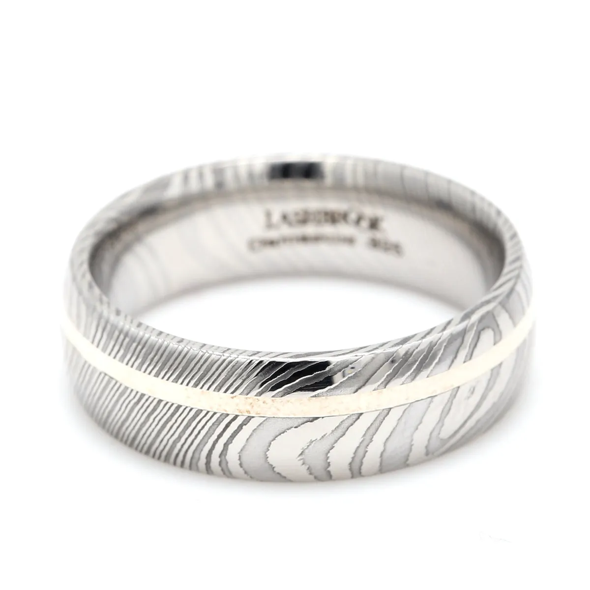 Damascus Steel & Sterling Sliver Wedding Band