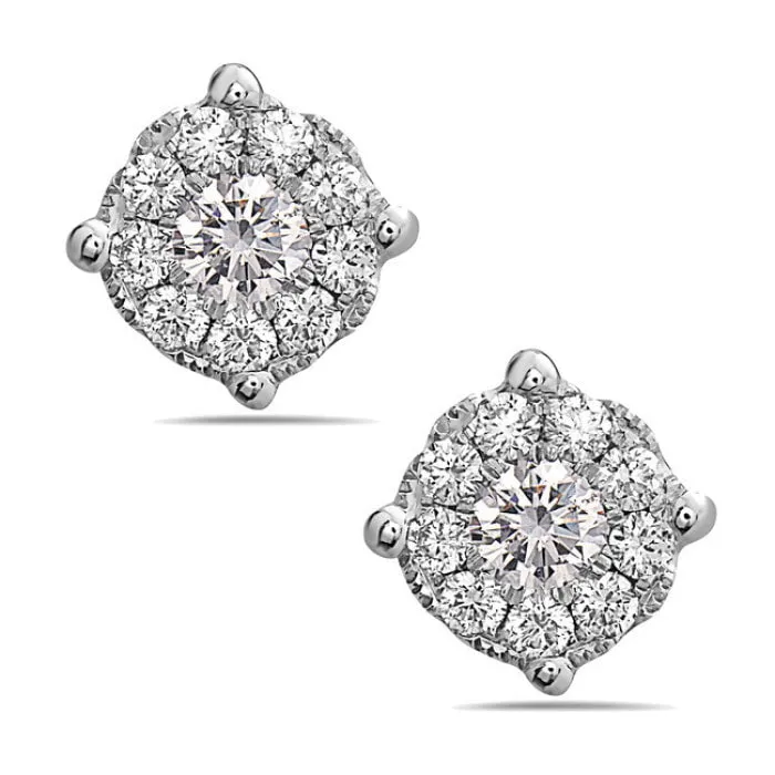 Diamond Cluster Stud Earrings