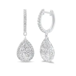 Diamond Cluster Teardrop Dangle Earrings