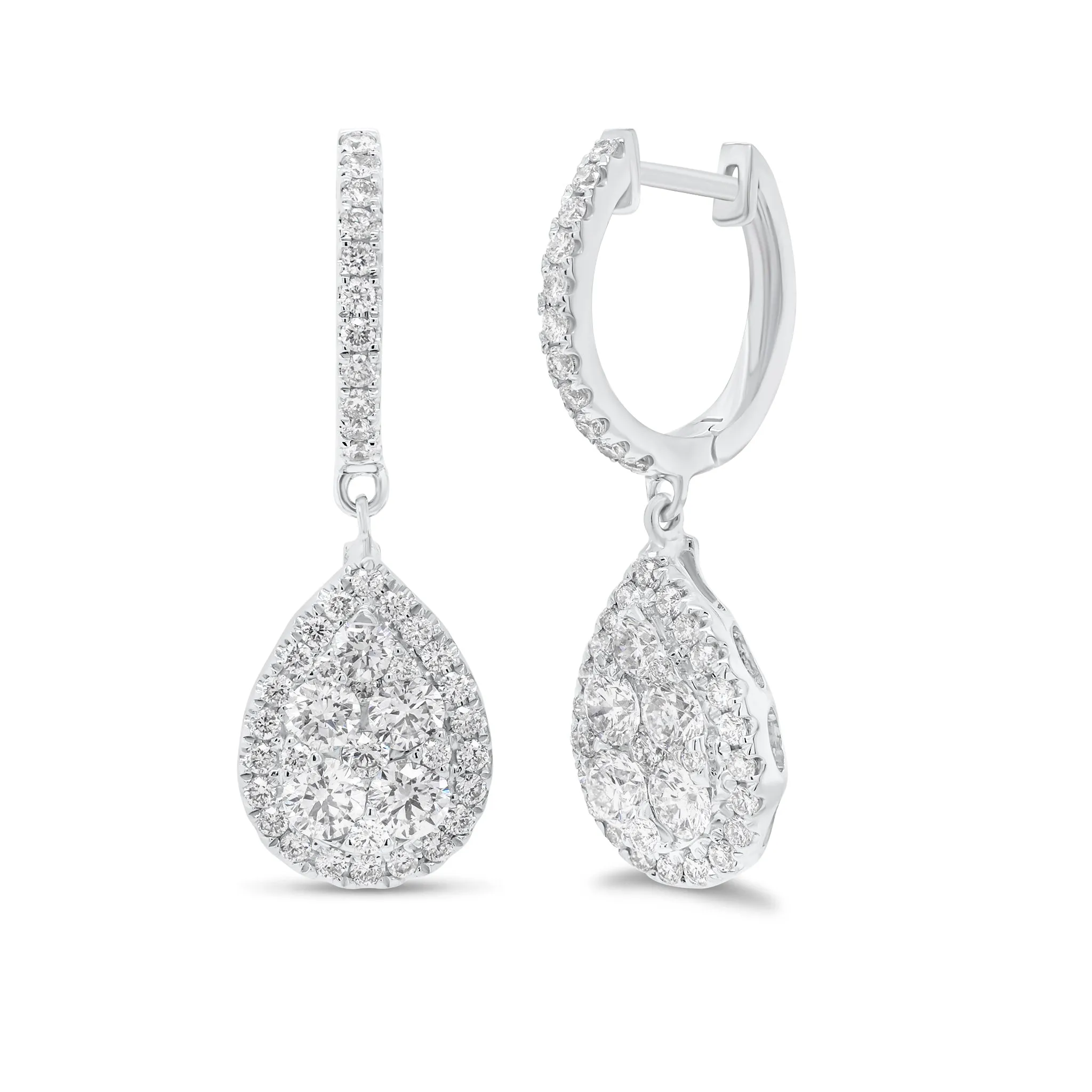 Diamond Cluster Teardrop Dangle Earrings