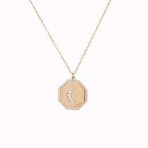 Diamond Crescent Moon Locket Necklace