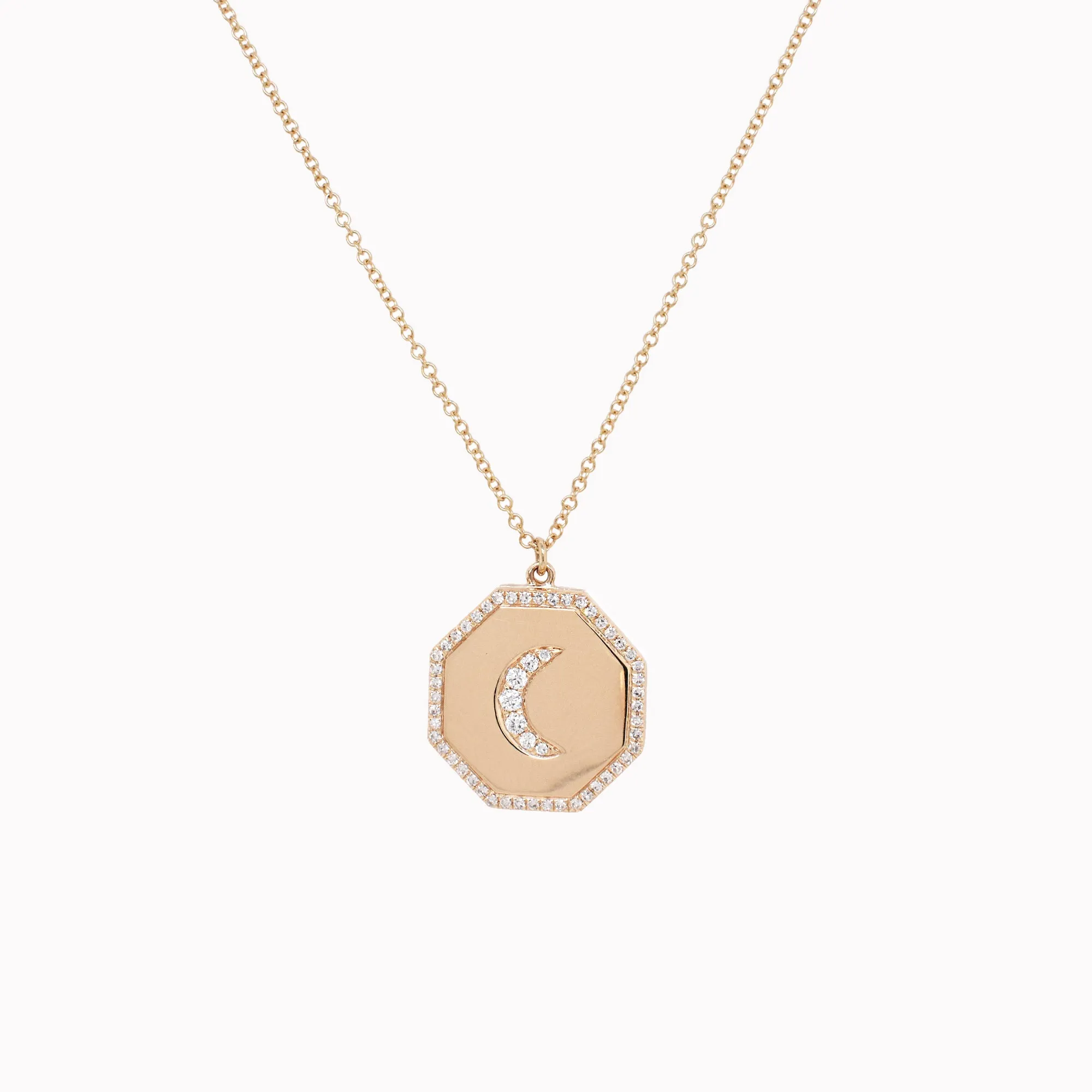 Diamond Crescent Moon Locket Necklace