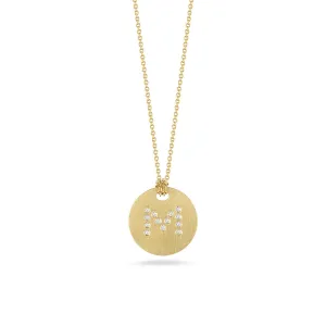 Disc Pendant with Diamond Initial M