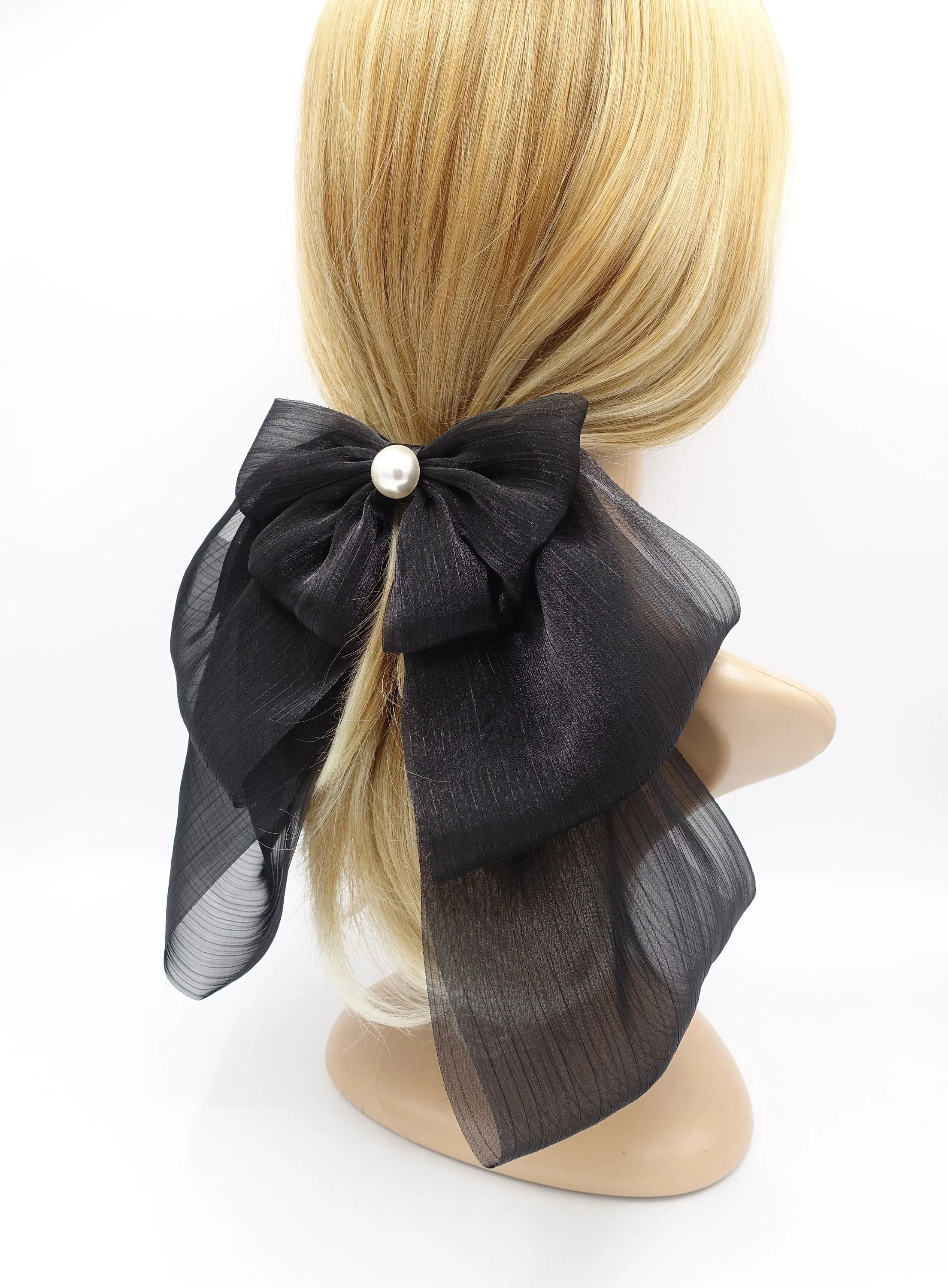 double layered organza hair bow large hair accessory for women