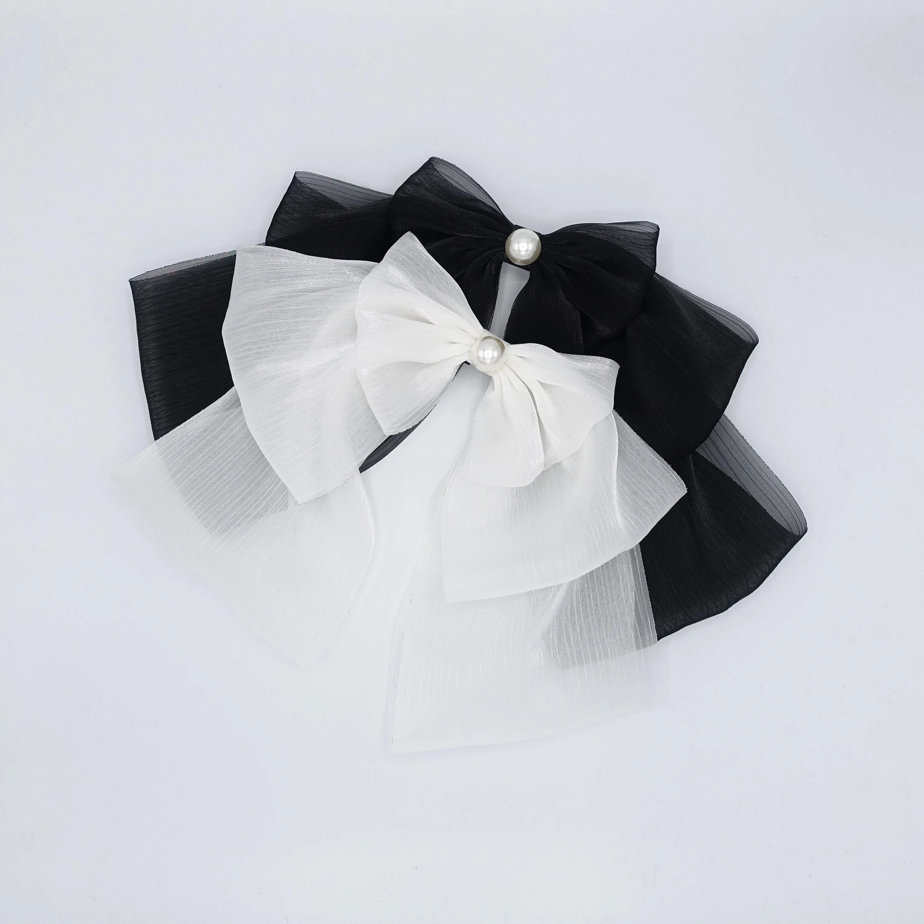 double layered organza hair bow large hair accessory for women