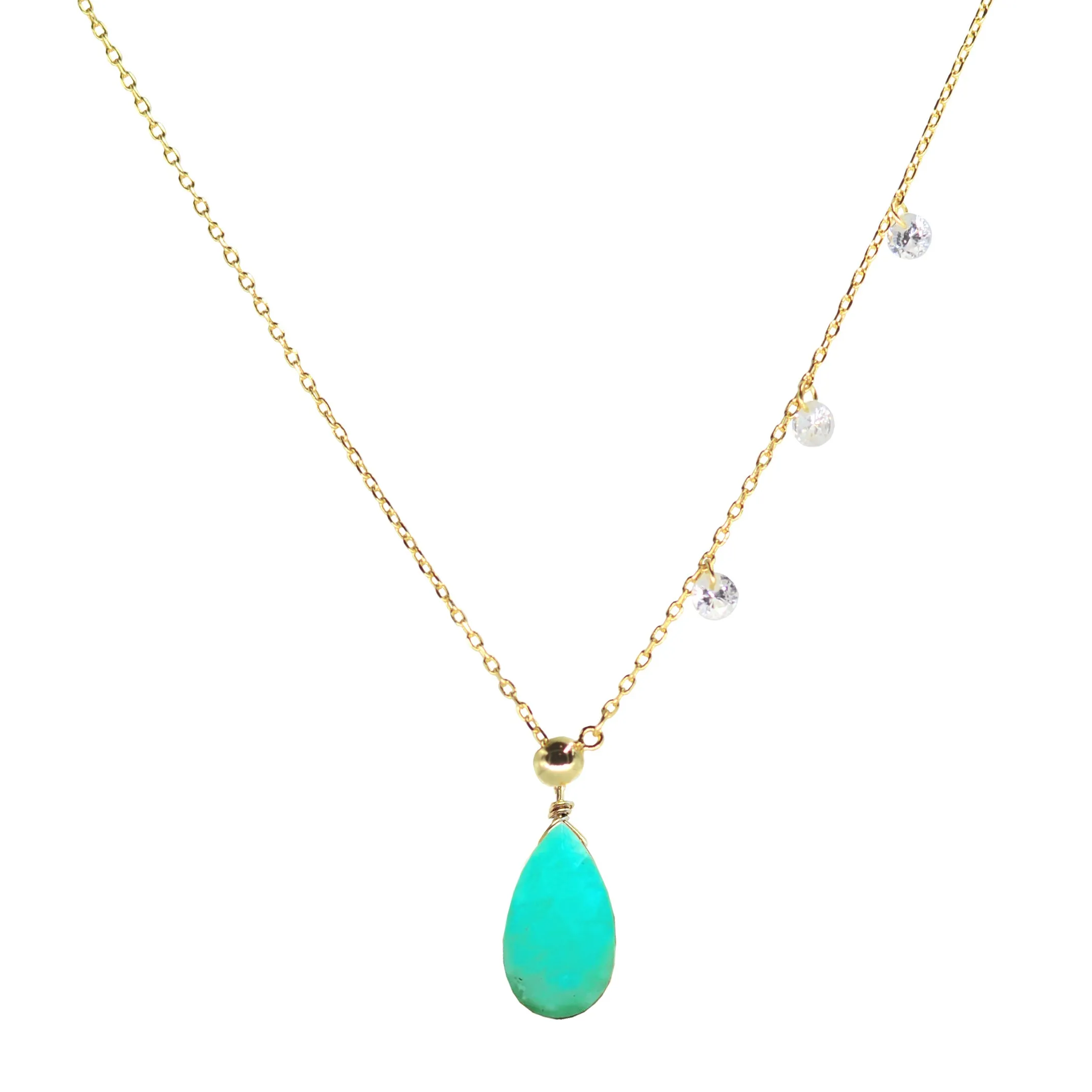 Double Slider Lariat with Chrysoprase Briolette Drop