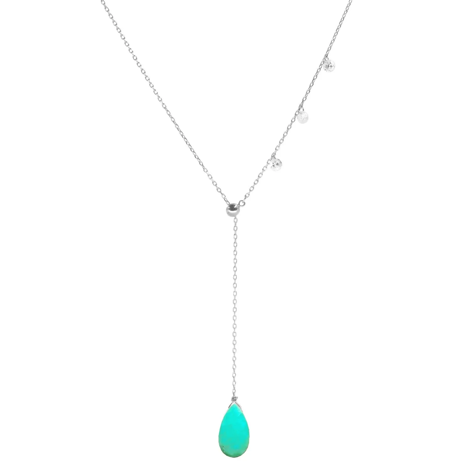 Double Slider Lariat with Chrysoprase Briolette Drop