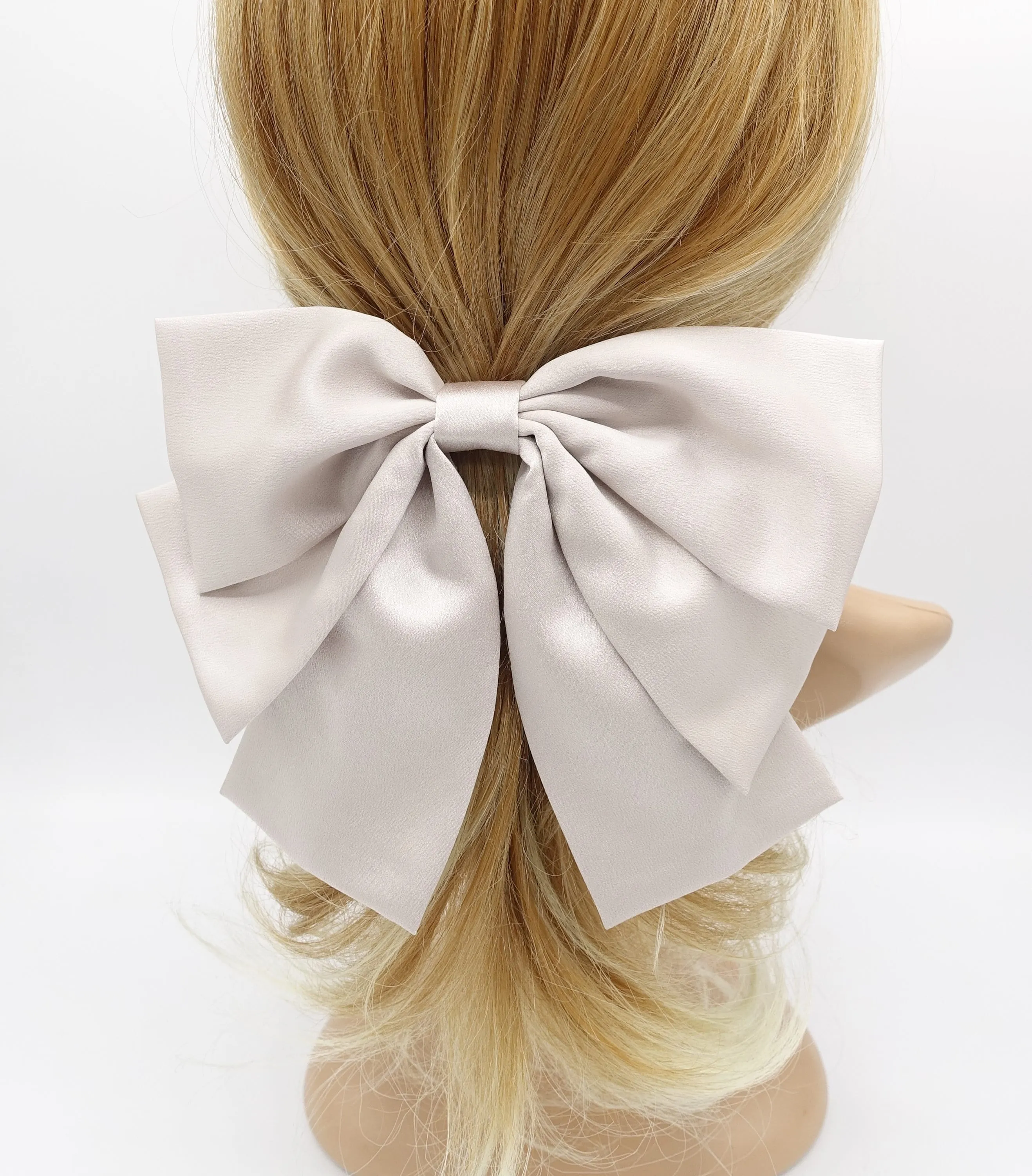 droopy satin hair bow double layered hair accessory for women