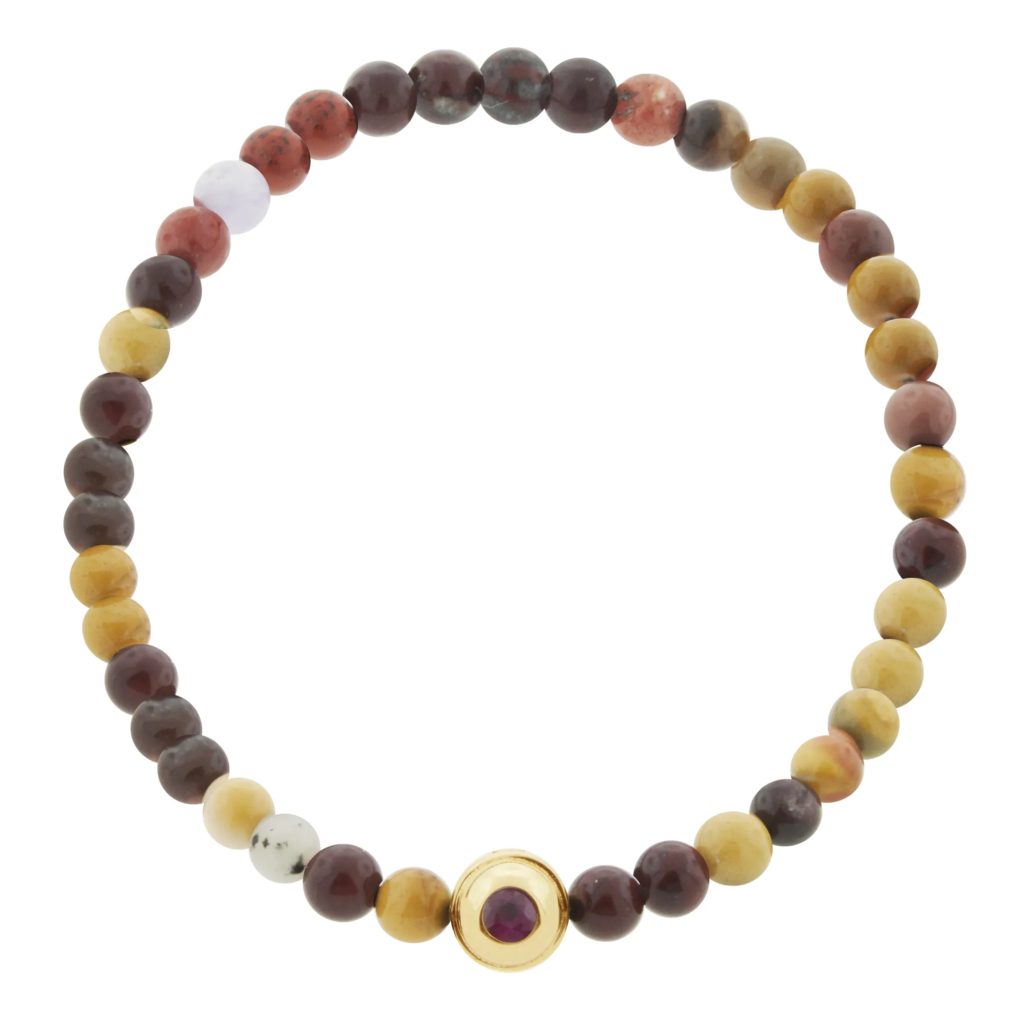 Dual-Sided Collar with Tiger's Eye Cabochon & Ruby on Beaded Bracelet