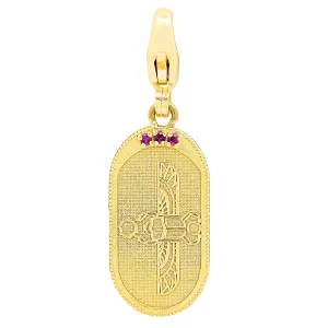 Egyptian Scarab Oval Charm   Ruby